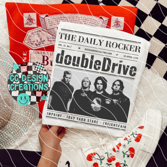 Rock N Roll Newspaper Doubledrive PNG Digital Download