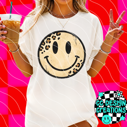 GRUNGE LEOPARD SMILEY PNG DIGITAL DOWNLOAD