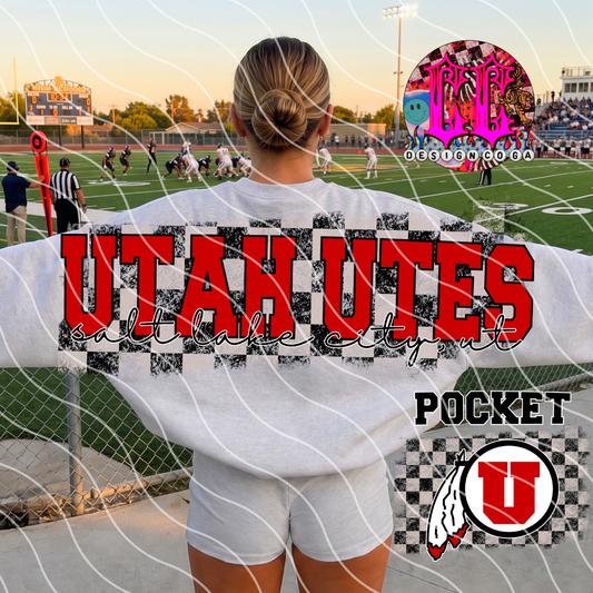 UTES CHECKERED FOOTBALL PNG DIGITAL DOWNLOAD