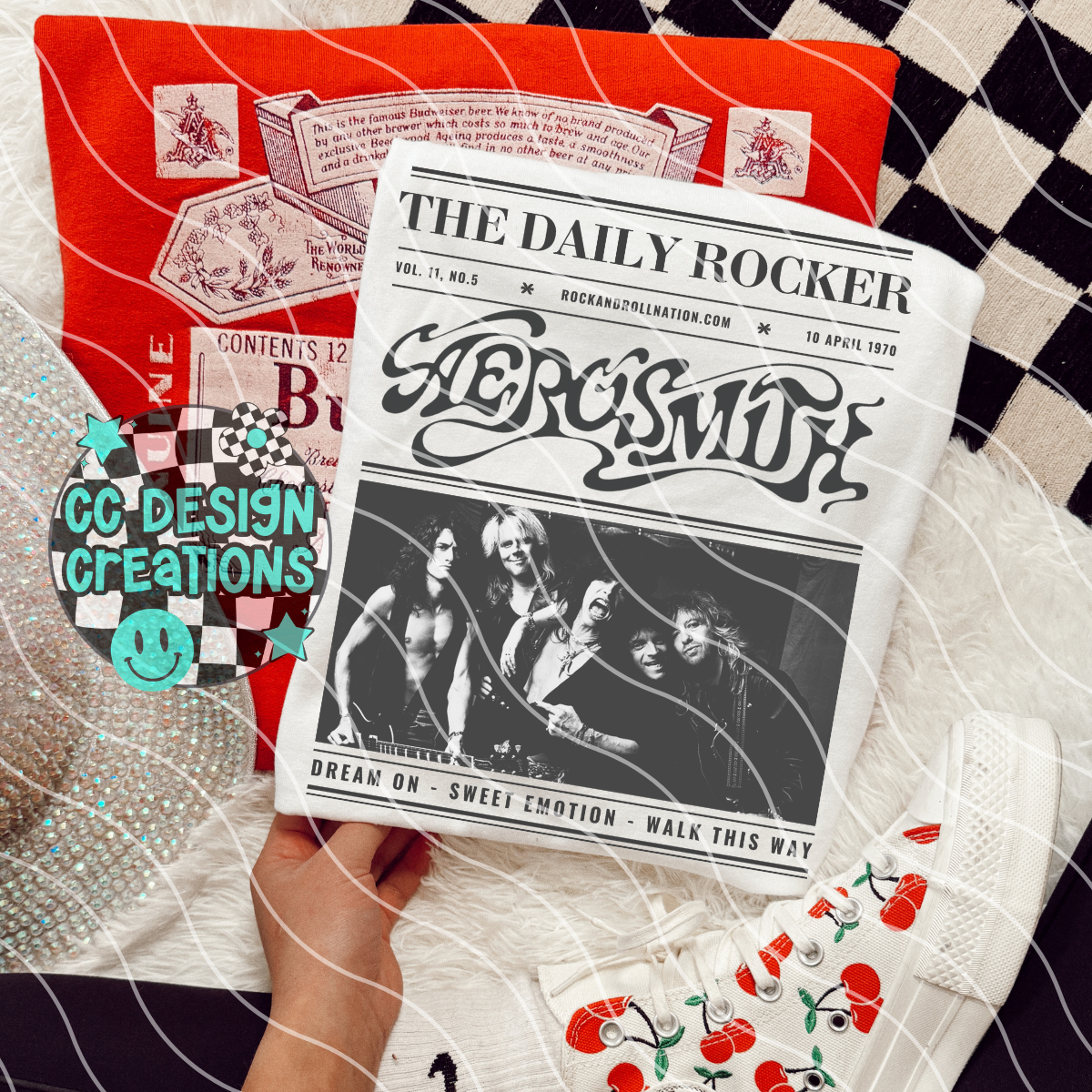 Rock N Roll Newspaper Aero smith PNG Digital Download