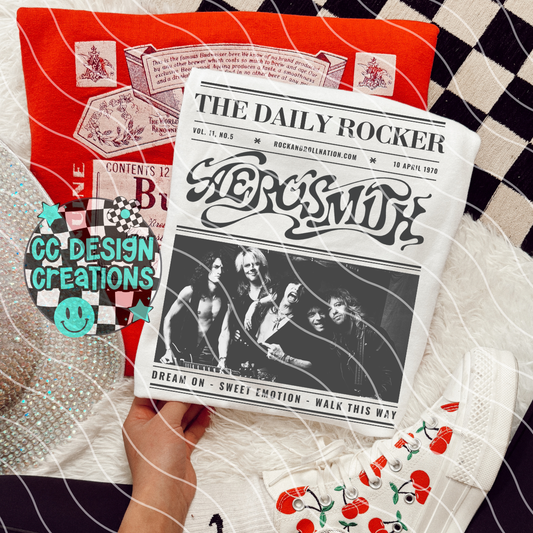 Rock N Roll Newspaper Aero smith PNG Digital Download