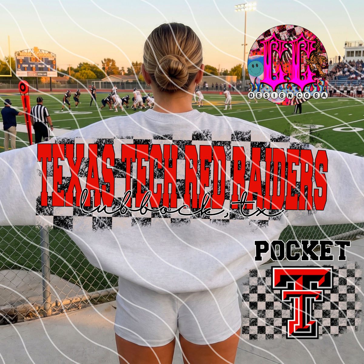 RED RAIDERS CHECKERED FOOTBALL PNG DIGITAL DOWNLOAD