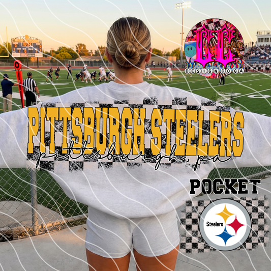 STEELERS CHECKERED FOOTBALL PNG DIGITAL DOWNLOAD