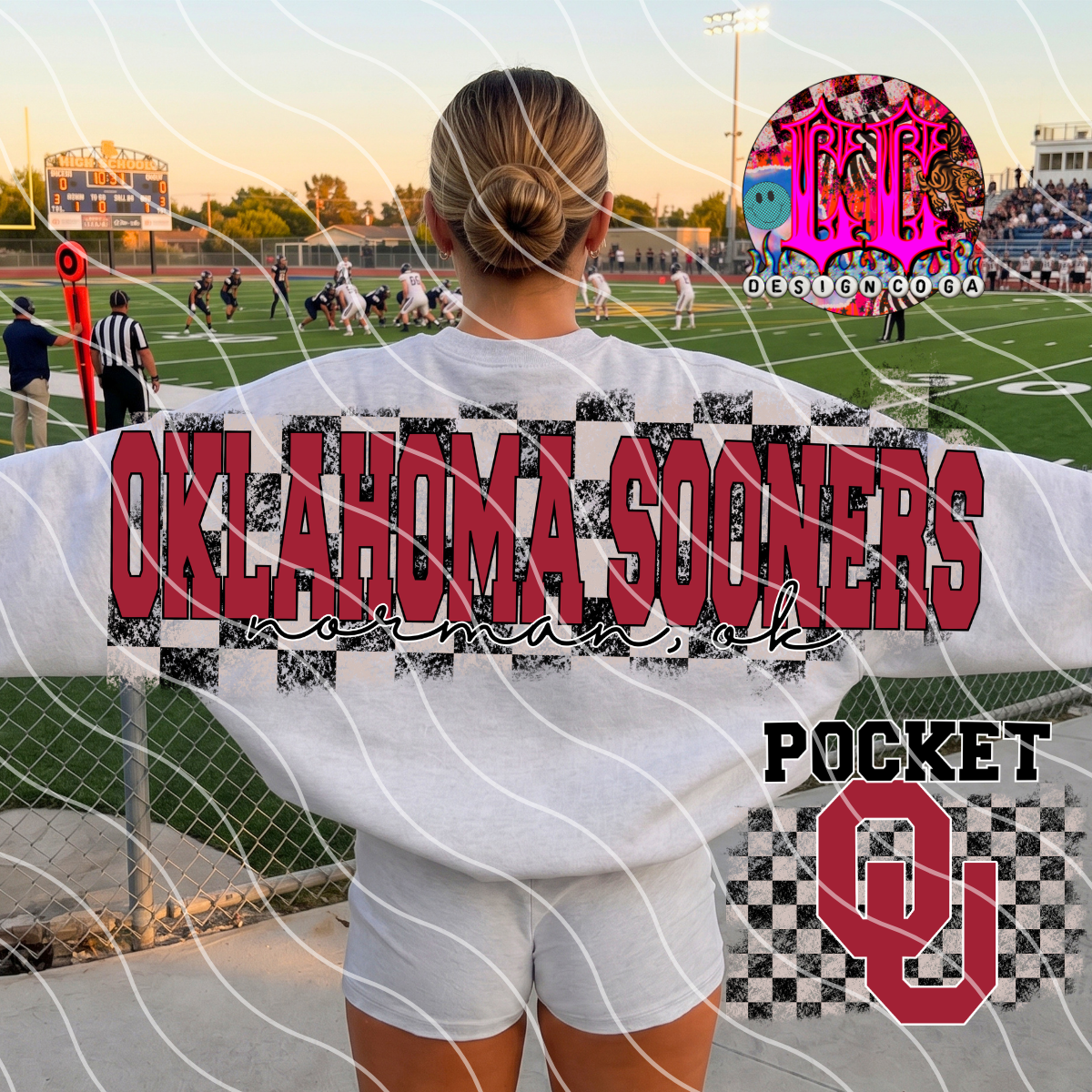 SOONERS CHECKERED FOOTBALL PNG DIGITAL DOWNLOAD