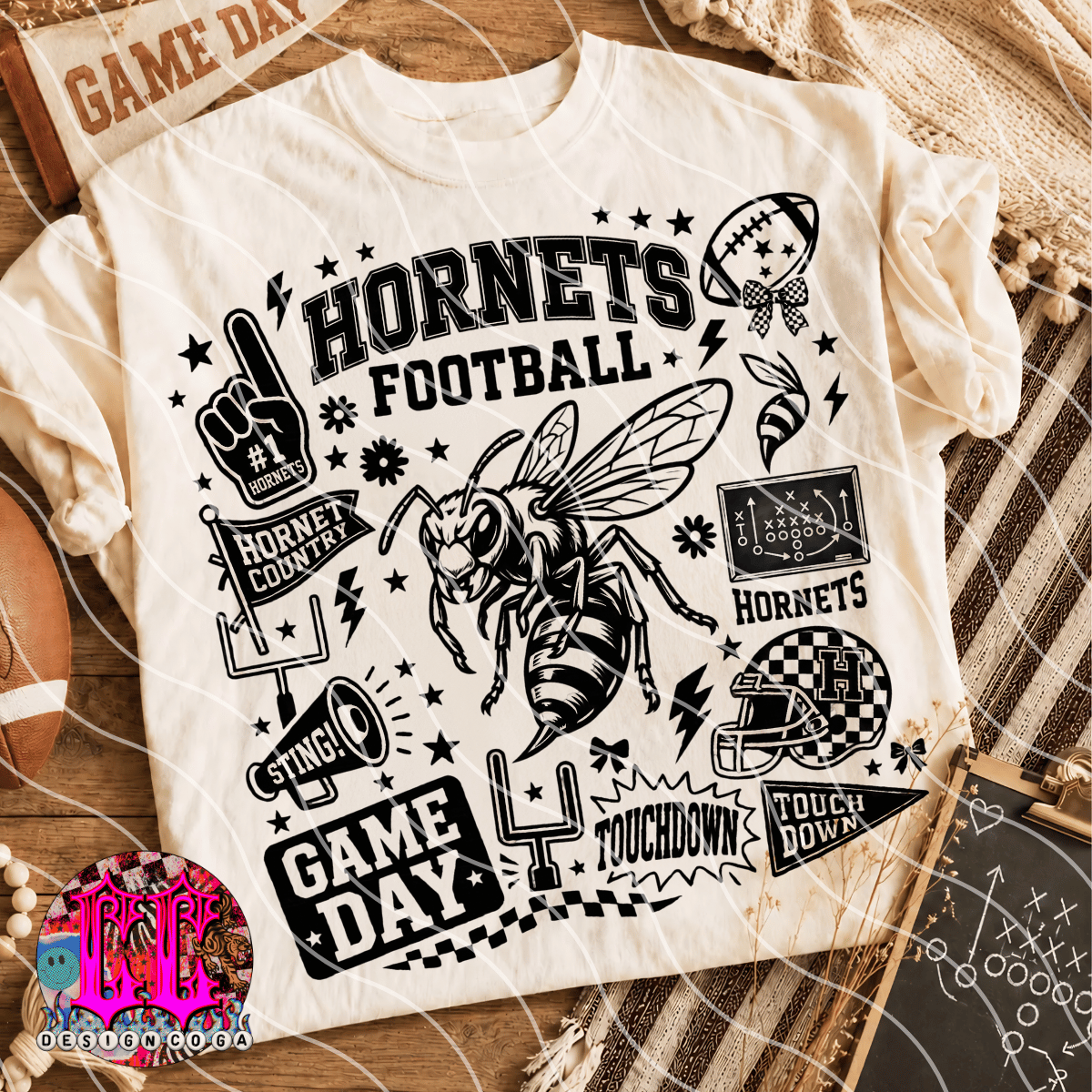 HORNETS MASCOT COLLAGE PNG DIGITAL DOWNLOAD