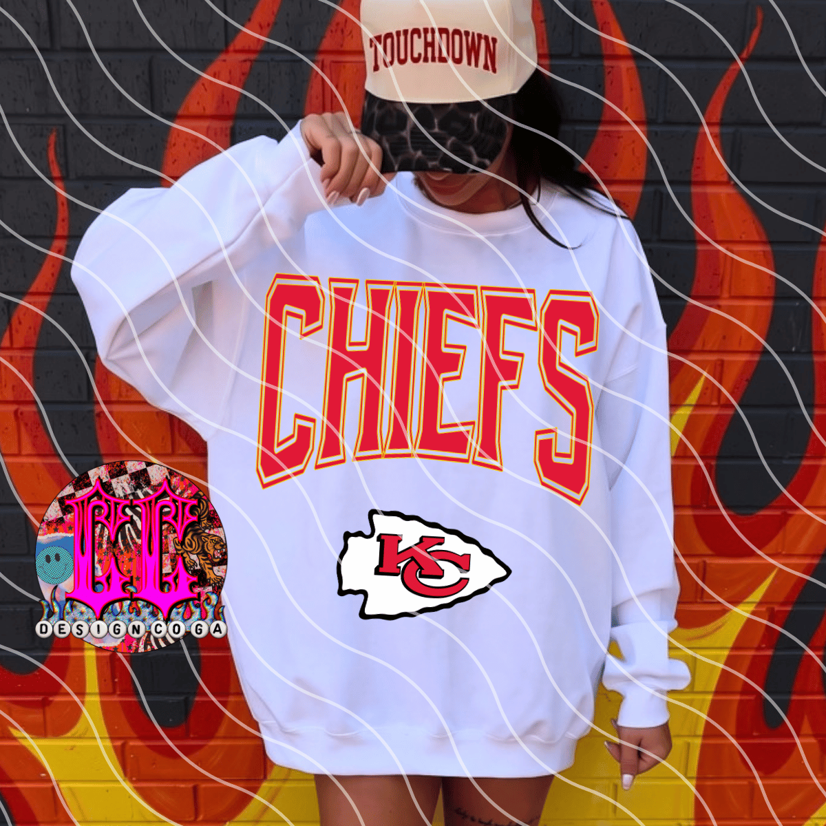 CHIEFS 2 RETRO FOOTBALL PNG DIGITAL DOWNLOAD
