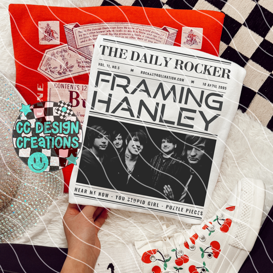 Rock N Roll Newspaper Framing Hanley PNG Digital Download