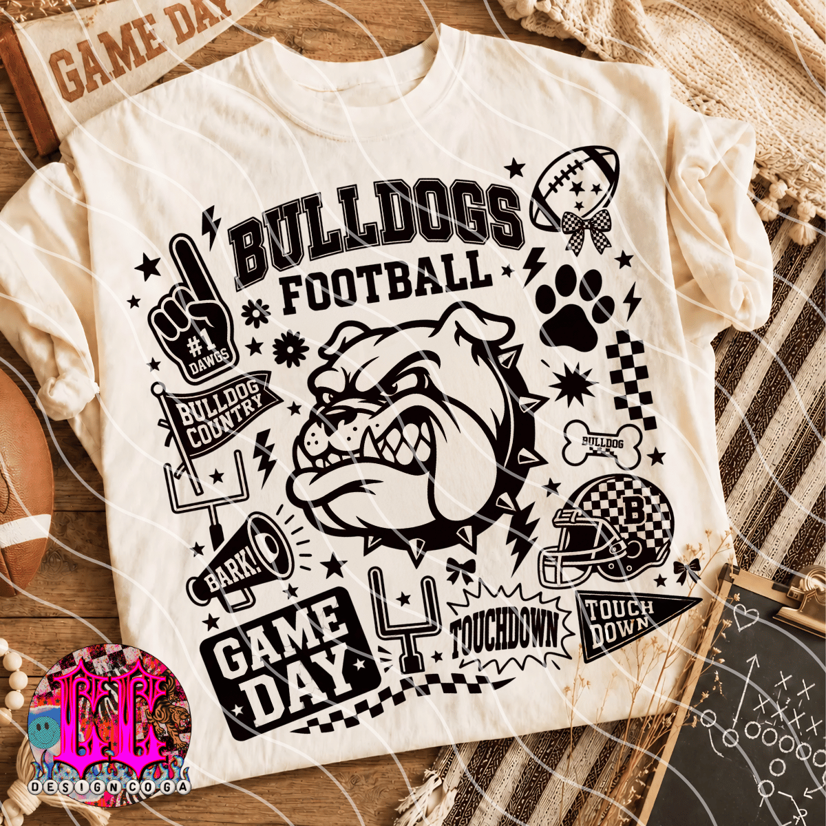 BULLDOGS MASCOT COLLAGE PNG DIGITAL DOWNLOAD
