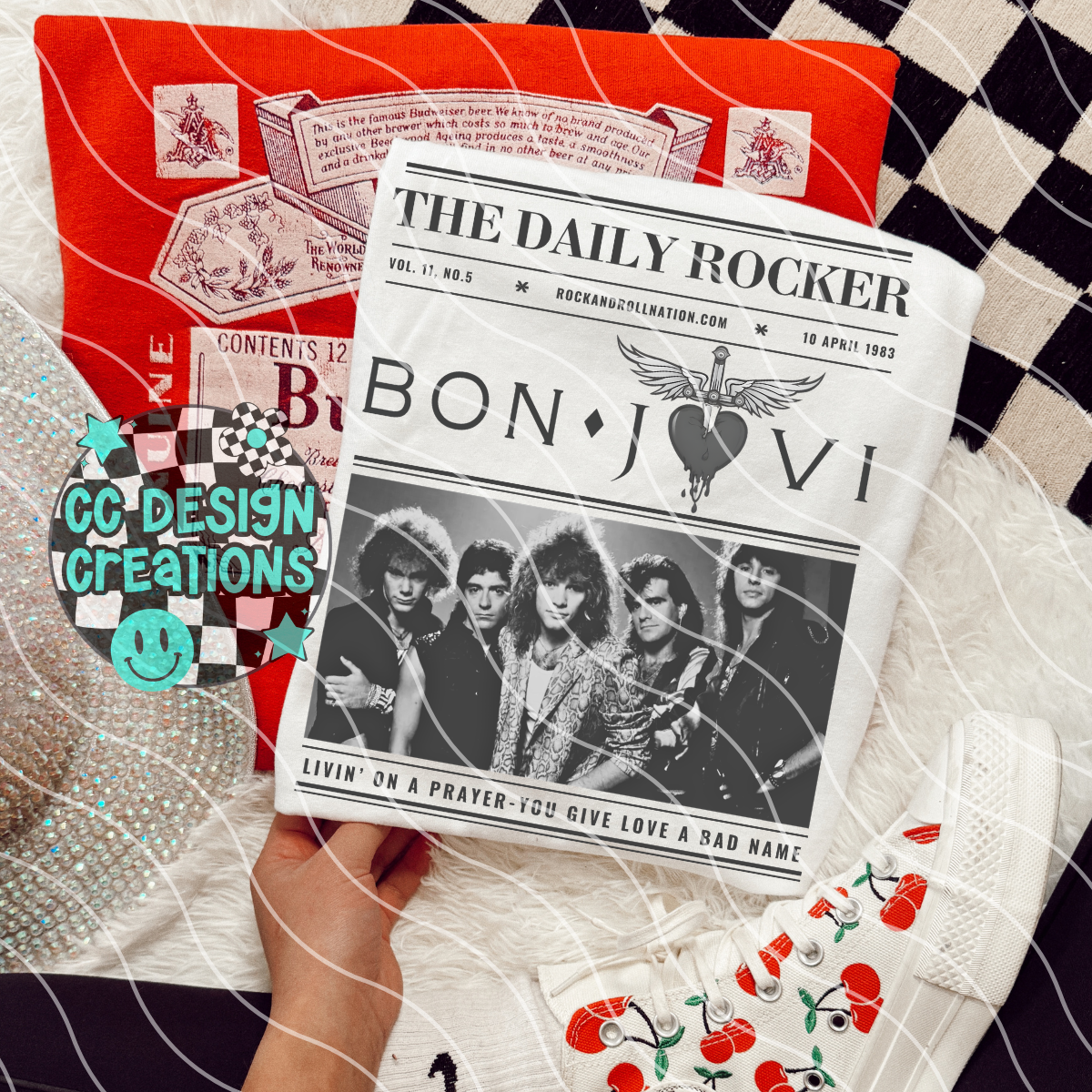 Rock N Roll Newspaper Bon J ovi PNG Digital Download