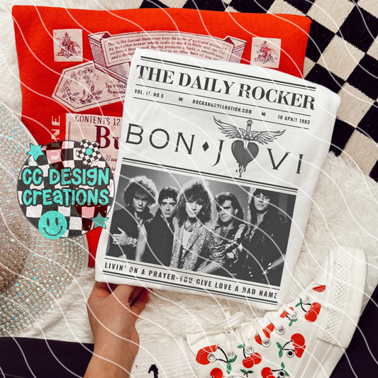 Rock N Roll Newspaper Bon J ovi PNG Digital Download