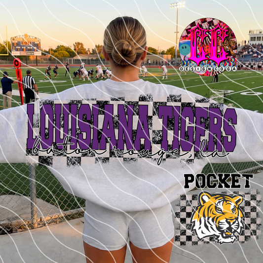L S U CHECKERED FOOTBALL PNG DIGITAL DOWNLOAD