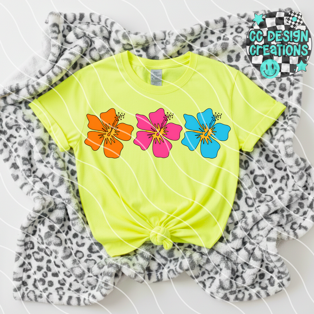 Neon Hibiscus PNG Digital Download