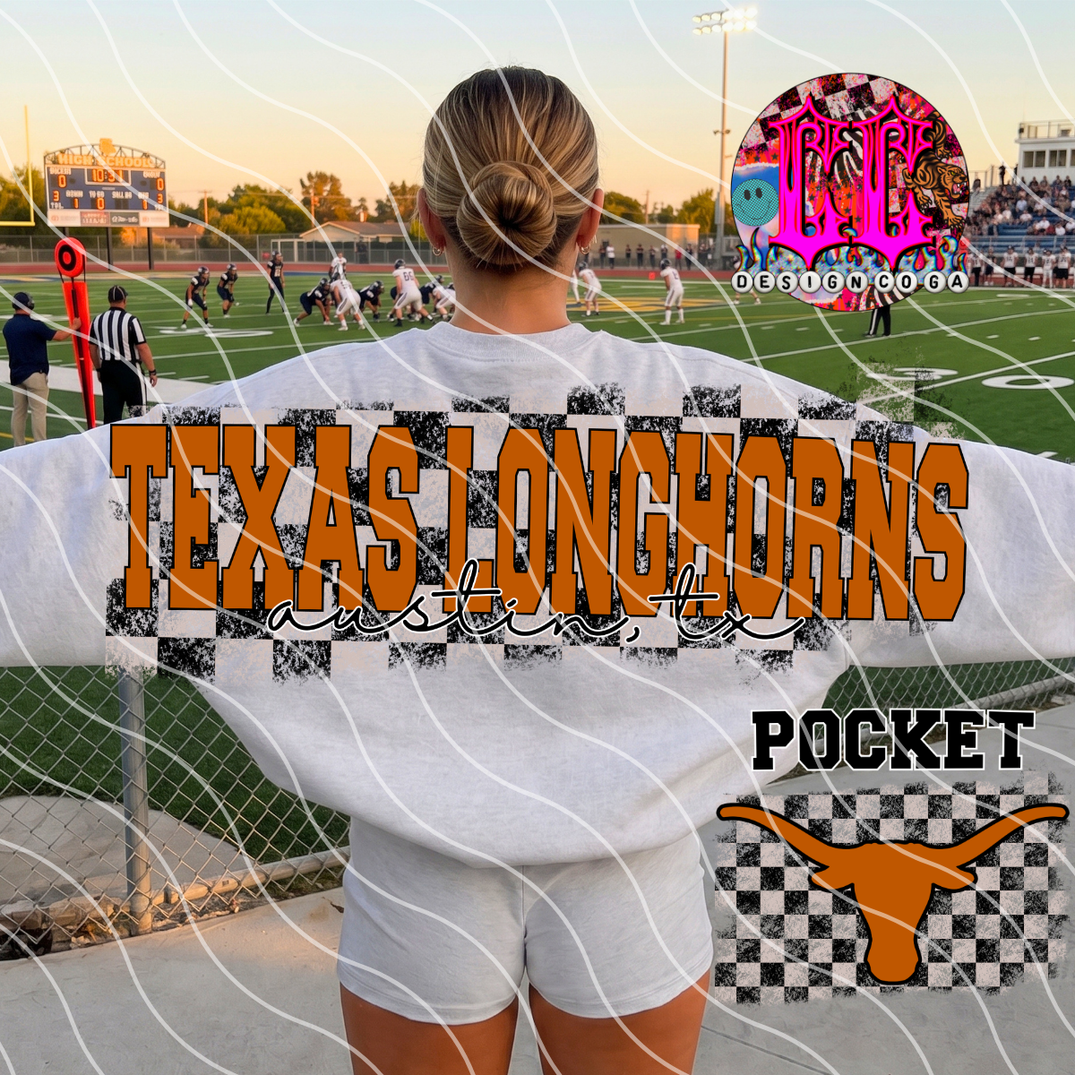 HORNS CHECKERED FOOTBALL PNG DIGITAL DOWNLOAD