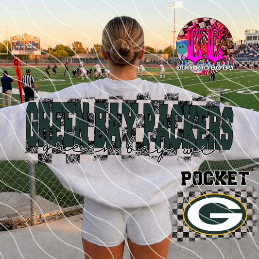 GREEN B AY CHECKERED FOOTBALL PNG DIGITAL DOWNLOAD