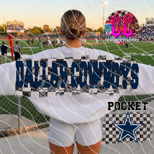 COWBOYS CHECKERED FOOTBALL PNG DIGITAL DOWNLOAD