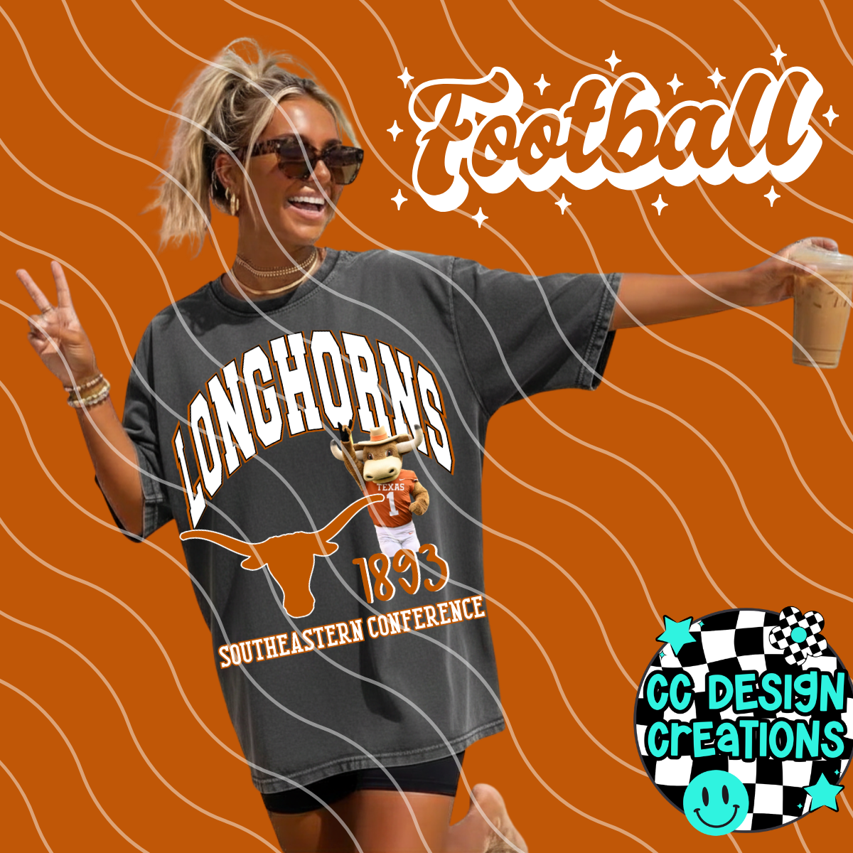 HORNS COLL EGE FOOTBALL PNG DIGITAL DOWNLOAD