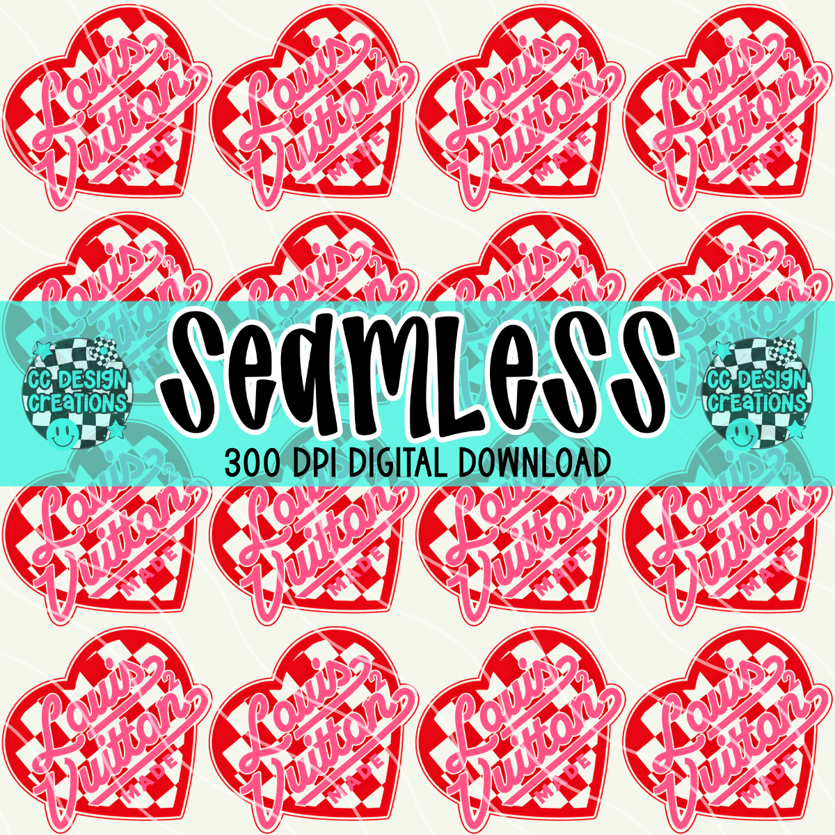 SEAMLESS Pink Red Louis PNG Digital Download