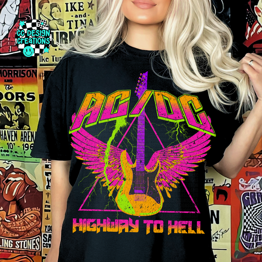 Neon Rocker AC DC PNG Digital Download