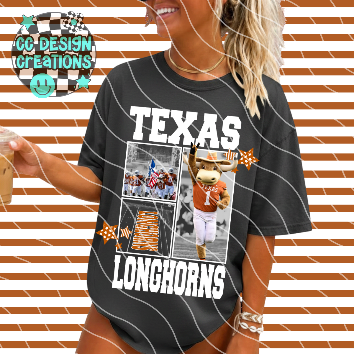 HORNS FOOTBALL COLLAGE PNG DIGITAL DOWNLOAD (WHITE + BLACK INCLUDED)