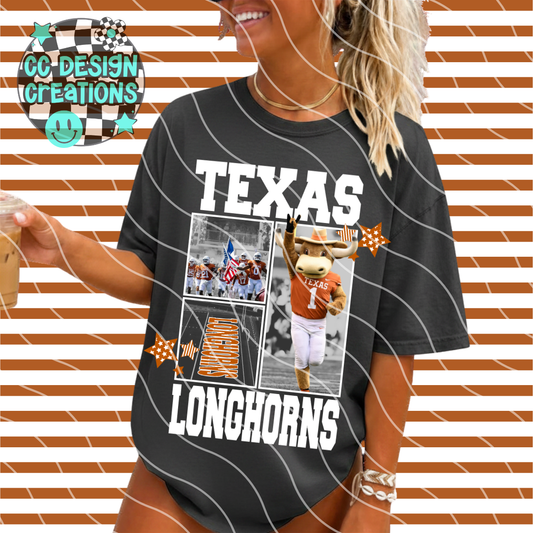 HORNS FOOTBALL COLLAGE PNG DIGITAL DOWNLOAD (WHITE + BLACK INCLUDED)