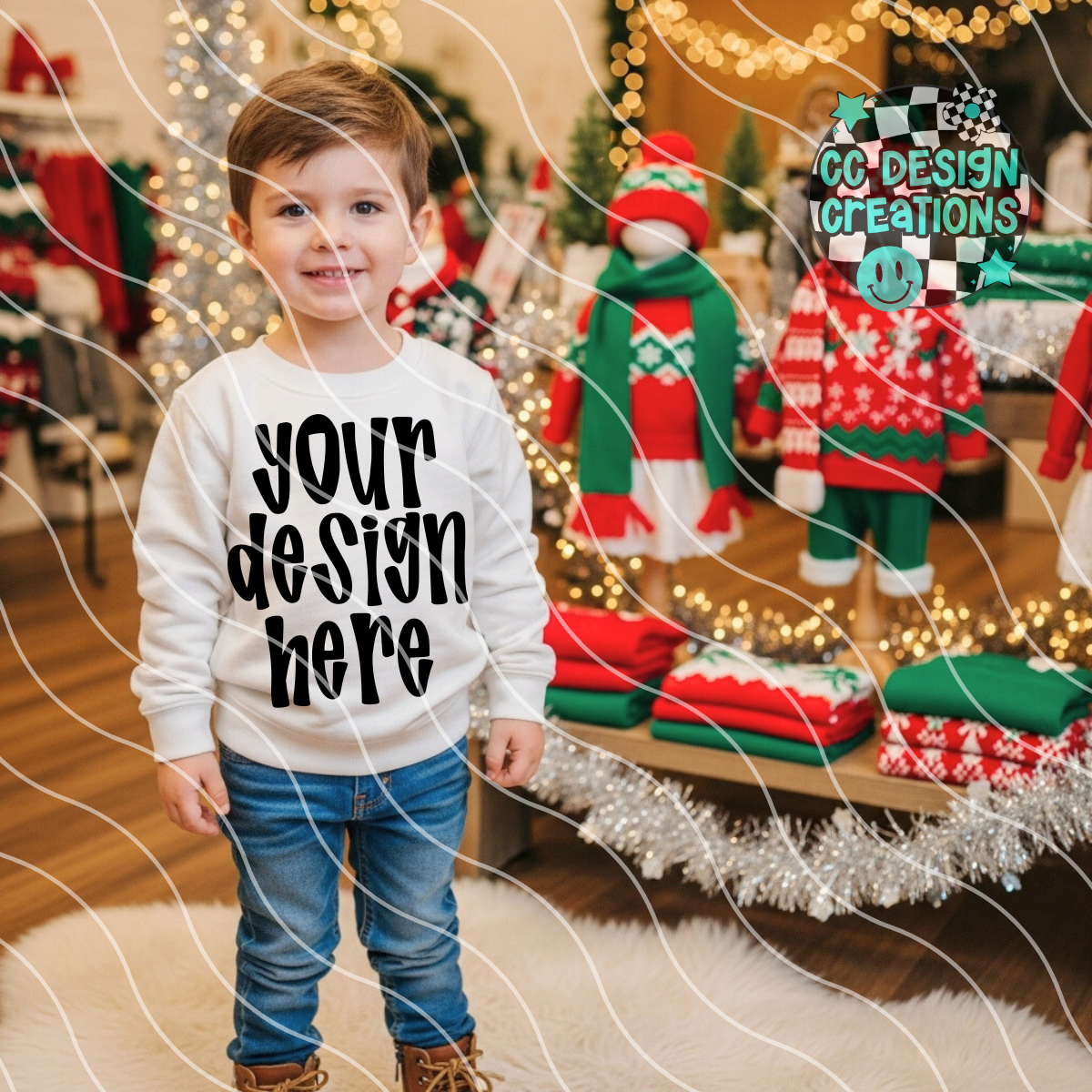 White Sweatshirt Mock Christmas Youth Boy 2