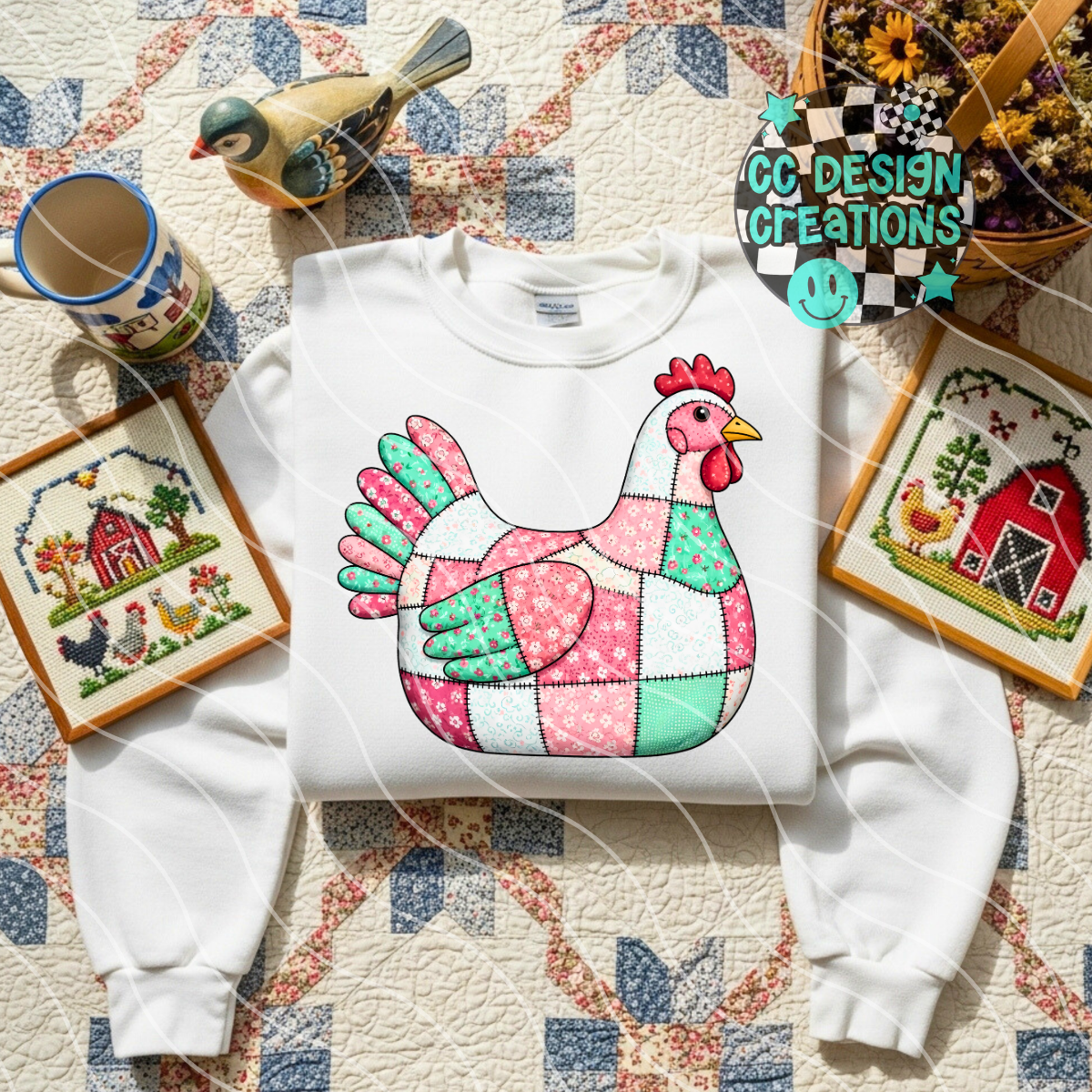 Quilt Chicken PNG Digital Download