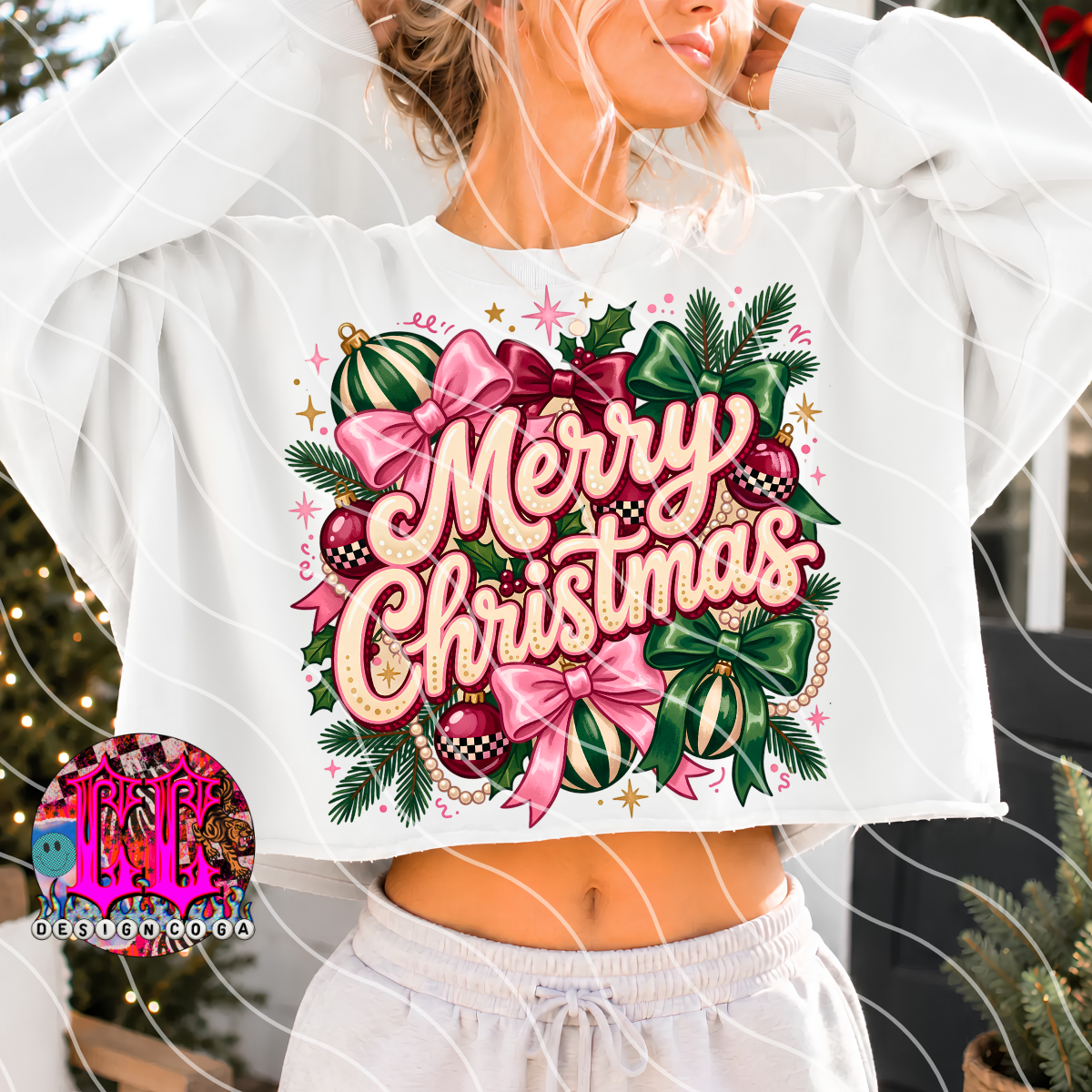 MERRY CHRISTMAS BOWS PNG DIGITAL DOWNLOAD