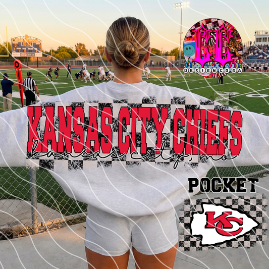 CHIEFS CHECKERED FOOTBALL PNG DIGITAL DOWNLOAD