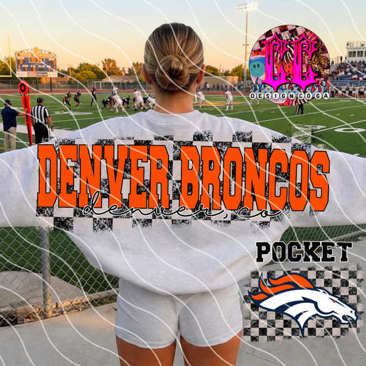 BRONCOS CHECKERED FOOTBALL PNG DIGITAL DOWNLOAD