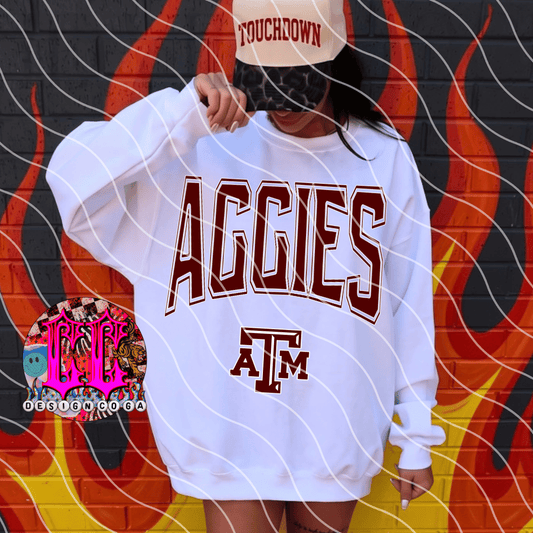 AGGIES 2 RETRO FOOTBALL PNG DIGITAL DOWNLOAD