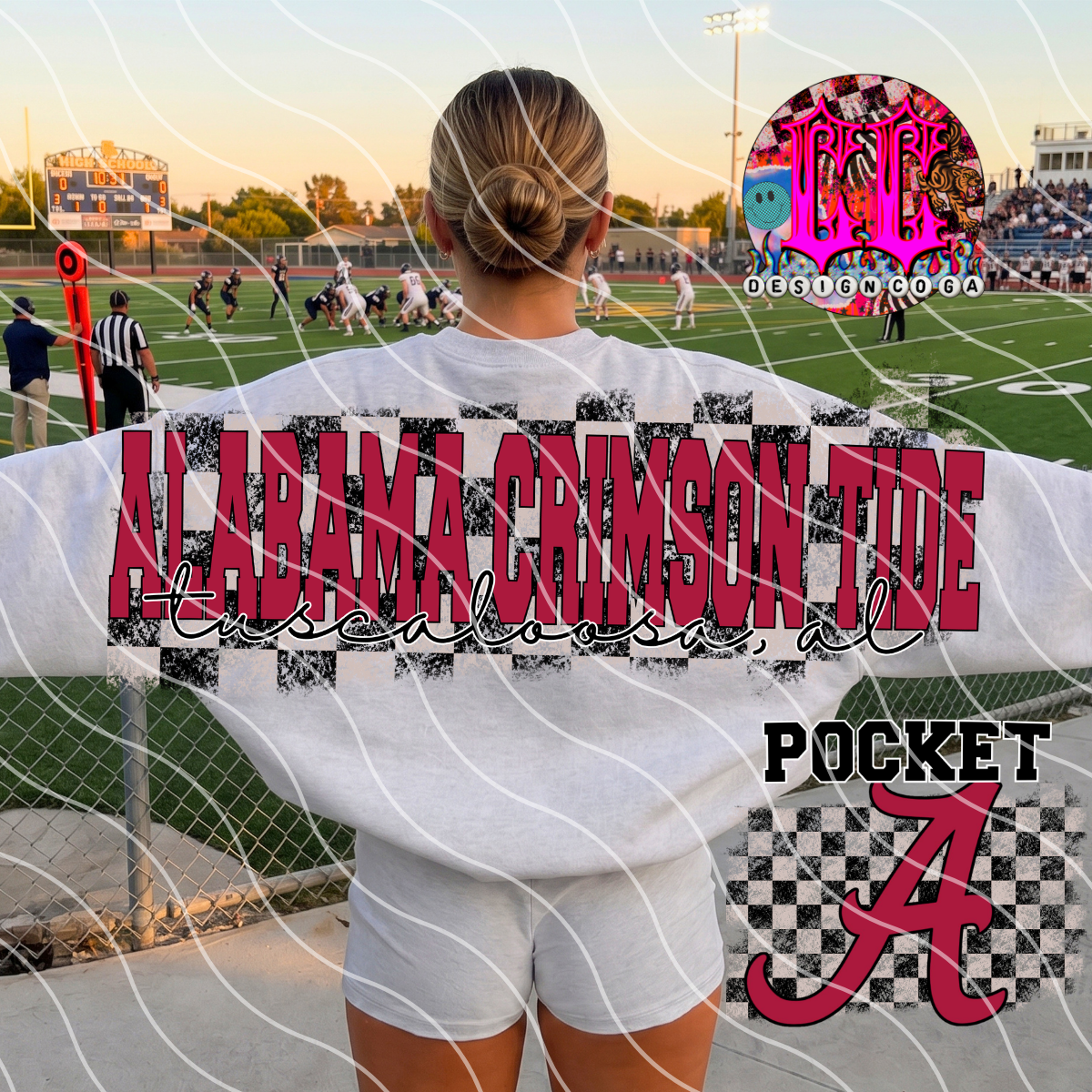 BAMA CHECKERED FOOTBALL PNG DIGITAL DOWNLOAD