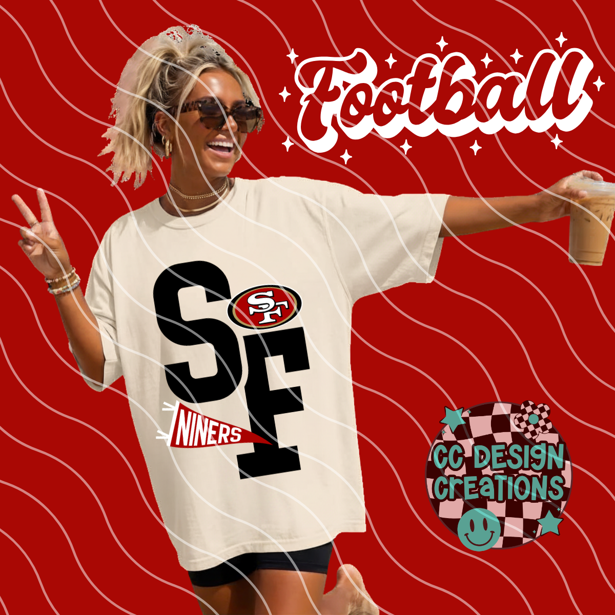 NINERS FOOTBALL VARSITY PNG DIGITAL DOWNLOAD (WHITE + BLACK INCLUDED)