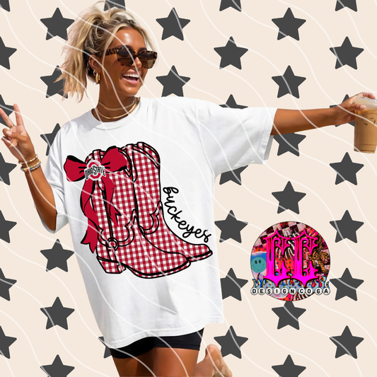 BUCKEYES COWGIRL PLAID FOOTBALL PNG DIGITAL DOWNLOAD