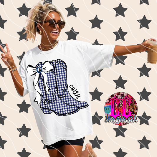 COLTS COWGIRL PLAID FOOTBALL PNG DIGITAL DOWNLOAD