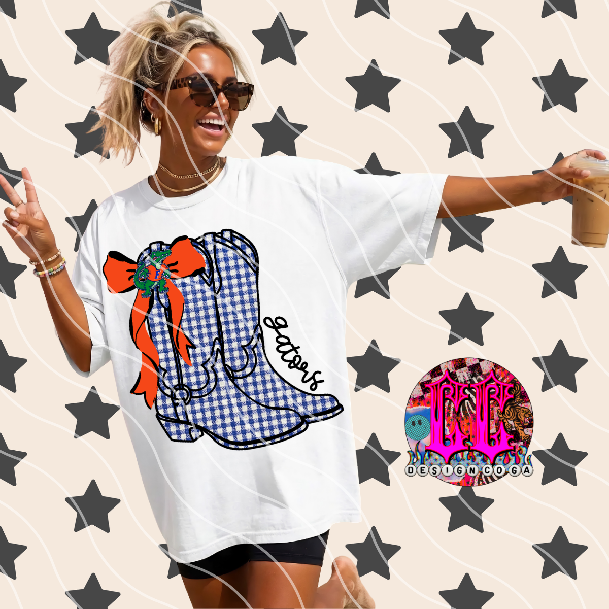 GATORS COWGIRL PLAID FOOTBALL PNG DIGITAL DOWNLOAD