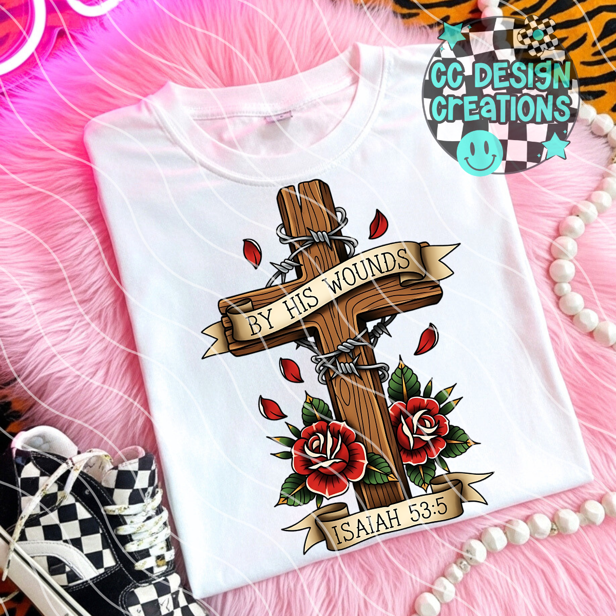By His Wounds Christian Tattoo PNG Digital Download