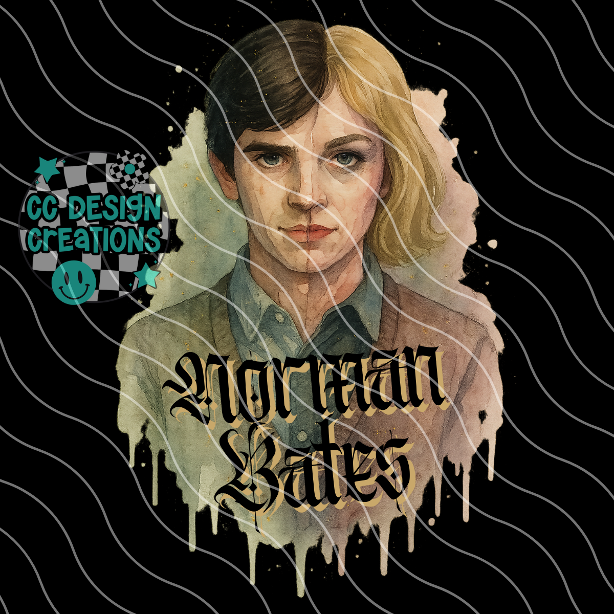 Norman Bates Horror Watercolor PNG Digital Download