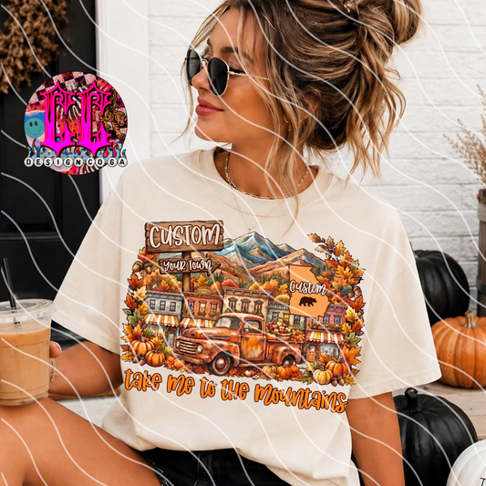 CUSTOM FALL MOUNTAIN TOWN PNG DIGITAL DOWNLOAD