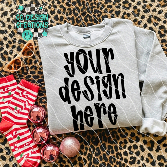 Ash Gray Sweatshirt Folded Pink Red Christmas Leopard Mock