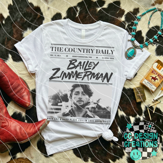 Country Newspaper Bailey Zimm erman PNG Digital Download