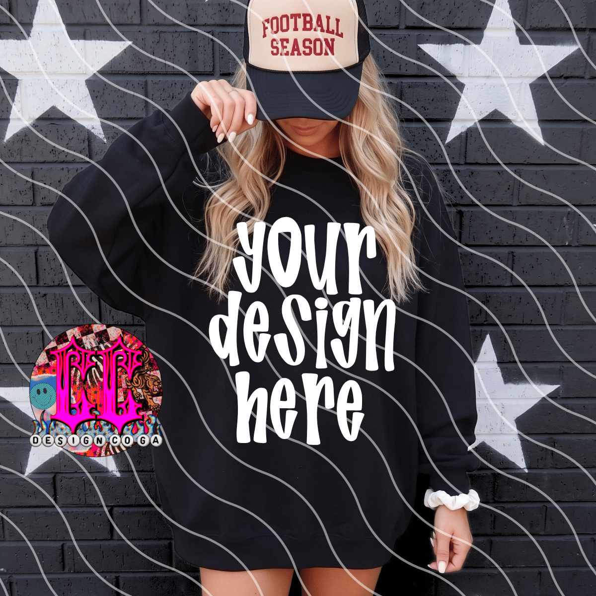 BLACK SWEATSHIRT STARS MOCK