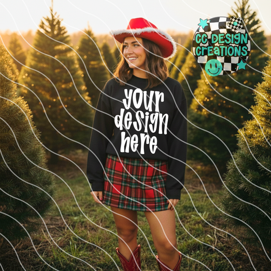 Black Sweatshirt Tree Farm Mock