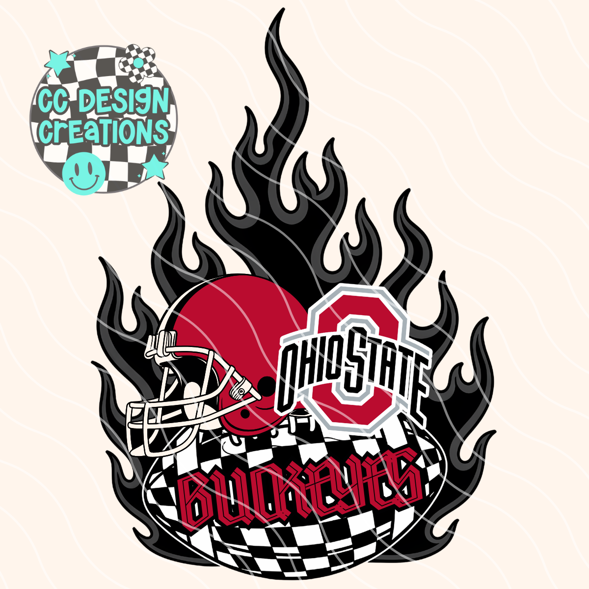 Bucke yes Flaming Alt Football PNG Digital Download