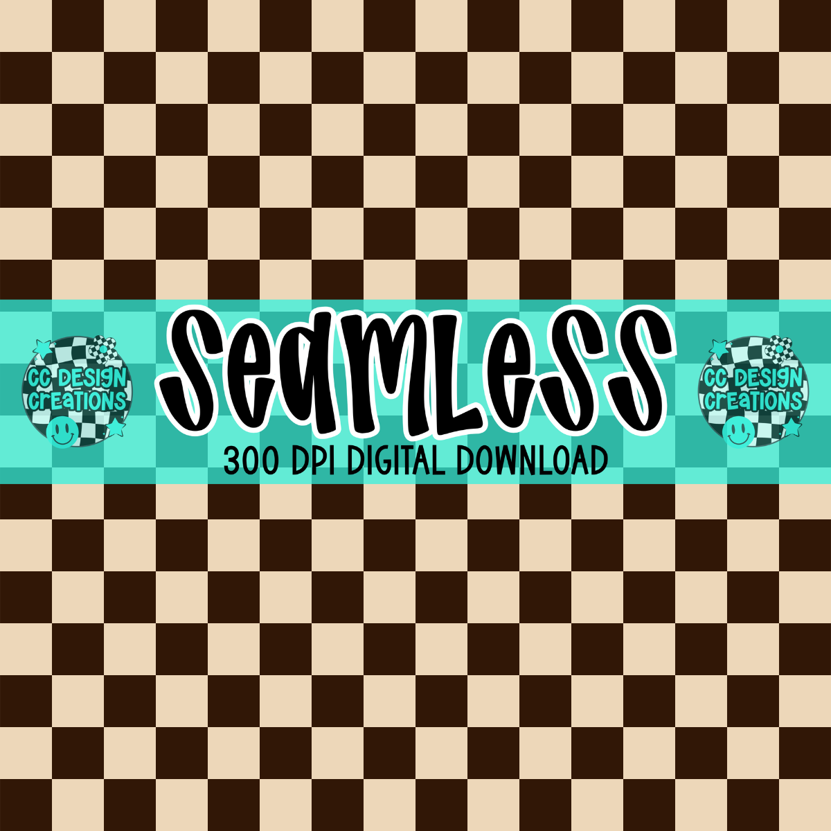 DARK BROWN CHECKERED SHE'S CHOOSIN SEAMLESS PNG DIGITAL DOWNLOAD