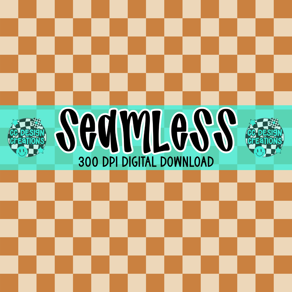 ORANGE CHECKERED SHE'S CHOOSIN SEAMLESS PNG DIGITAL DOWNLOAD