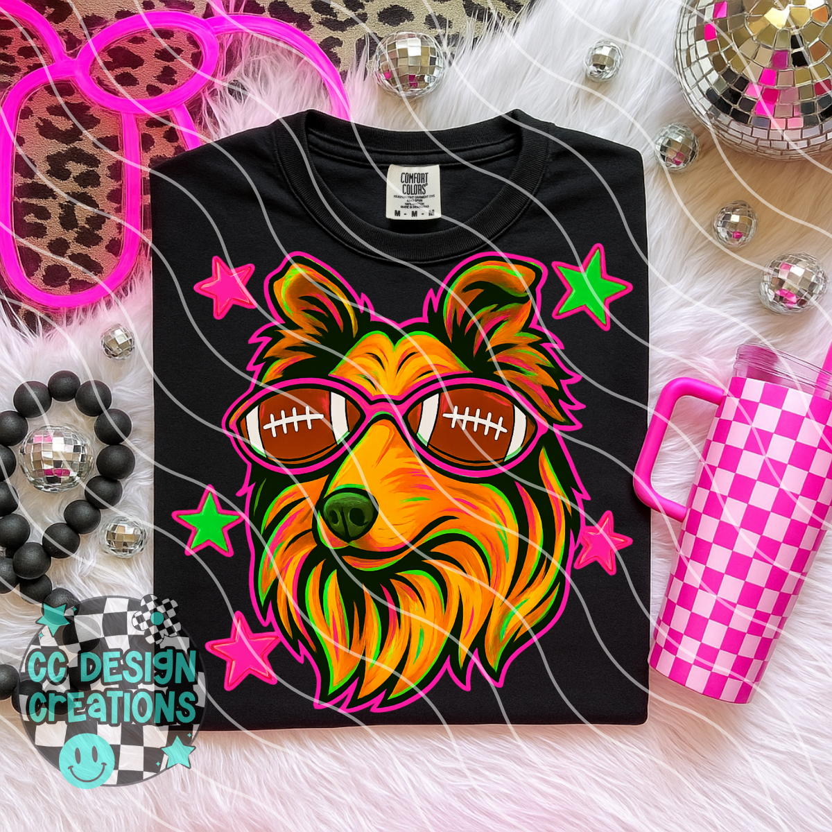 Collie Neon Mascot PNG Digital Download