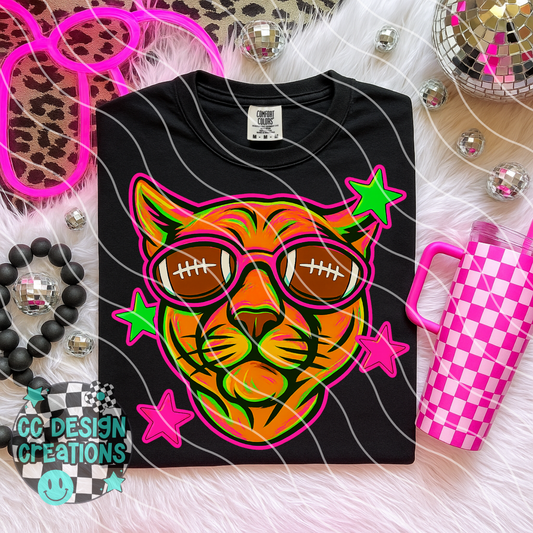 Cougar Neon Mascot PNG Digital Download