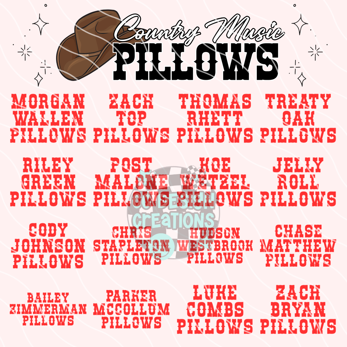 Country Music Pillows Bundle PNG Digital Download (16 Designs)
