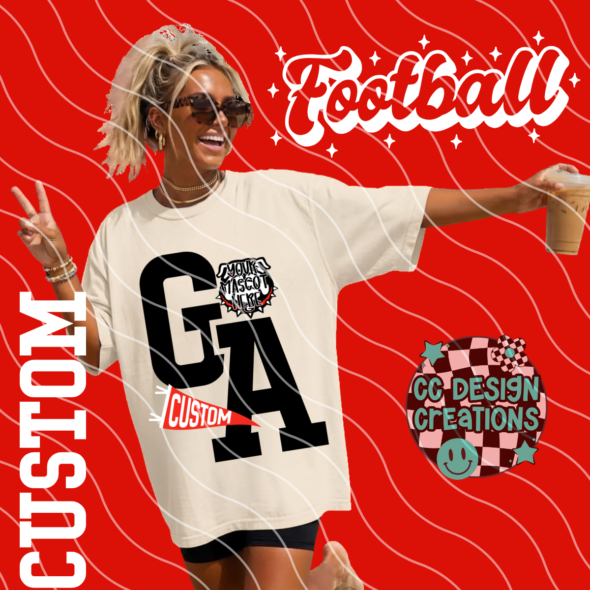 CUSTOM FOOTBALL VARSITY PNG DIGITAL DOWNLOAD (WHITE + BLACK INCLUDED)