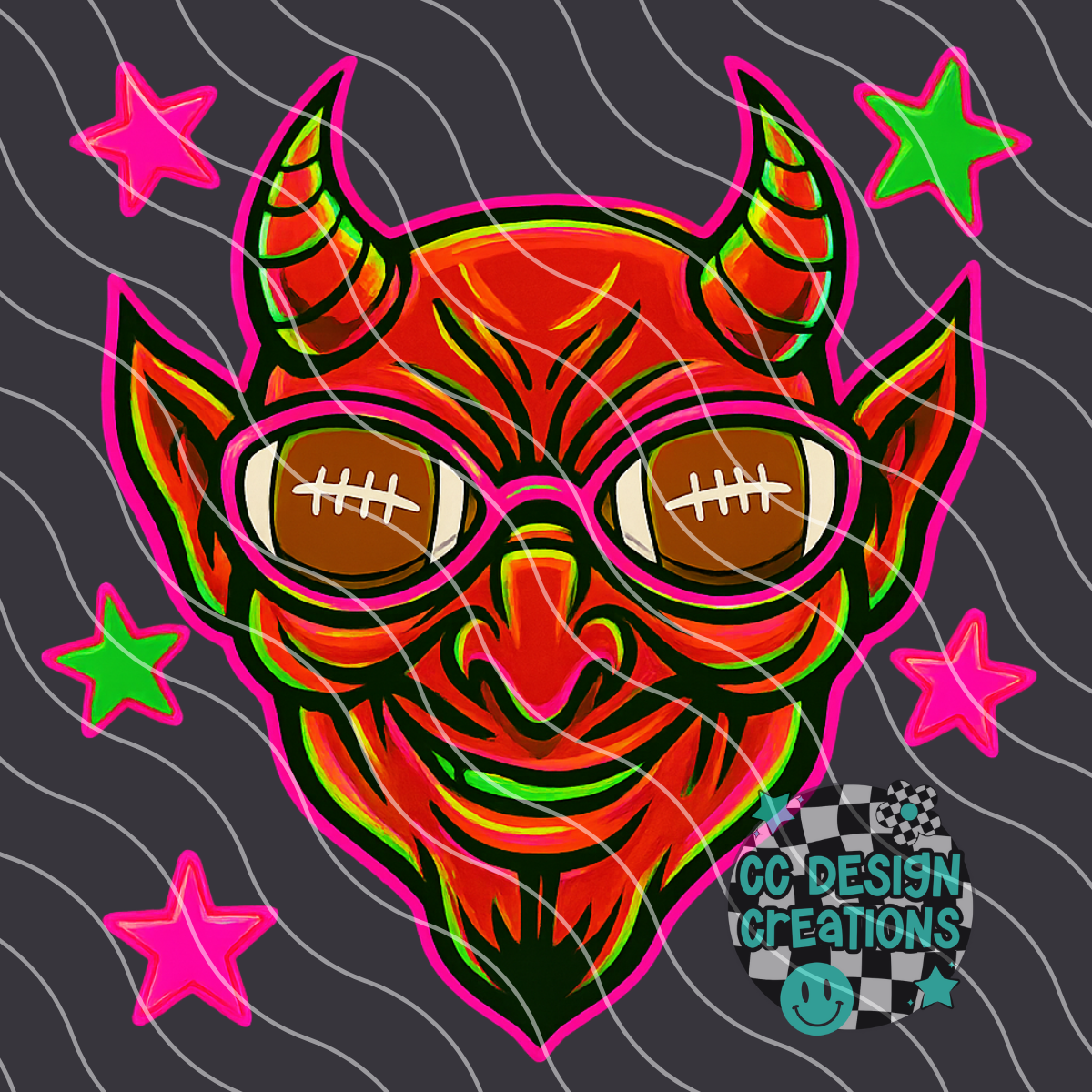 Devil Neon Mascot PNG Digital Download